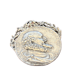 Vintage Silver Tone Coro King Henry 1V Of France Ornate Brooch